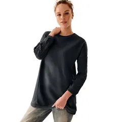 Ellos レディース アウター パーカー・スウェット レーストリム プラスサイズ パイル シャツ レース ellos Plusize French Terry Lace Trim Sweatshir