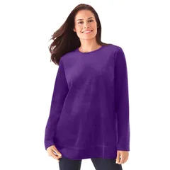 ウーマン ウィズイン レディース トップス Tシャツ プラスサイズ スウェット Woman Within Womens Plusize Plush Velour Tunic Sweatshirt Ra