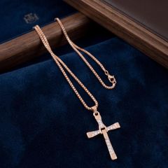 クロスネックレス 4.2cm ゴールド 十字架 ラインストーン ペンダント メンズ レディース ストリート 男女兼用 5.8cm チェーンネックレス プレゼント 普段使い ギフト