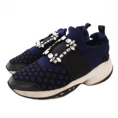 ロジェヴィヴィエ ROGER VIVIER VIV RUN STRASS TECHNICAL スニーカー ビジュー 37.5 紺 /KH