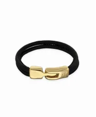 ウノデ 50 レディース アクセサリー ブレスレット・バングル・アンクレット レザー UNOde50 Black Leather Bracelet with Gold Closure Gold ゴール