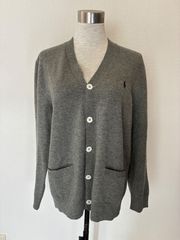 CSM786 POLO RALPH LAUREN ポロ ラルフローレン 薄手ウール100％セーター グレー Lサイズ 服