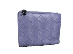 BOTTEGA VENETA ボッテガヴェネタ 二つ折り財布 イントレチャート 742330 パープル系 レザー ユニセックス シルバー金具 美品