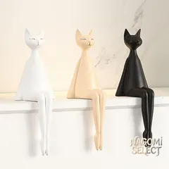 オブジェ 置物 ガーデンオーナメント 座っているネコ ねこ 猫 ベージュ 白 黒 棚オブジェ 樹脂 インテリア 可愛い 室内 屋内 インテリア雑貨 玄関 リビング ダイニング インテリア小物