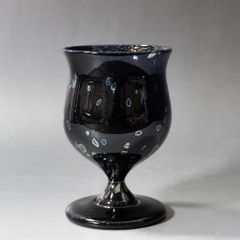 水口智貴 銀熔変ガラス ワイングラス 吹きガラス 酒器 青 ガラス工芸 1236