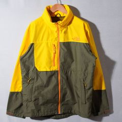 ノースフェイス THE NORTH FACE ナイロンジャケット L イエロー カーキ ロゴ刺繍 裏側メッシュ アウトドア テック ストリート 古着 f7006