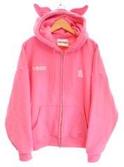 イェグ YEGG Wing Hoodie ウィングフーディー スウェット ダブルジップ 羽耳 ロゴ刺繍 裏起毛 ビッグサイズ パーカ ピンク Lサイズ L 103LT-304