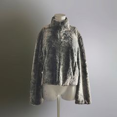 Vintage 90s ヴィンテージ ファー フランス製 ジャケット グラデーション グレージュ フェイクファー ショート丈 アメリカ vintage 希少 レア G626