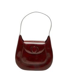 カルティエ ハッピーバースデー ハンドバッグ ワンショルダー ボルドー パテントレザー レディース CARTIER【1-0293743】