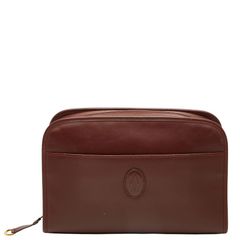 カルティエ マストライン クラッチバッグ セカンドバッグ ワインレッド レザー レディース CARTIER【1-0295451】