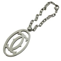 Cartier カルティエ 2Cデコール バッグチャーム ドゥーブルC 2Cロゴ オーバル T1220148 メタル シルバー