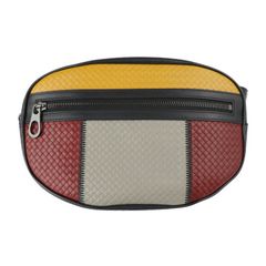BOTTEGAVENETA ボッテガヴェネタ BELT BAG IN MICRO INTRECCIATO EMBOSSED ウエストバッグ 547889 カーフレザー ブラック マルチカラー マイクロイントレチャート マイクロ イントレッチオ エンボスド
