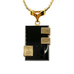 Pierre Balmain ピエールバルマン ネックレス ペンダント アクセサリー ゴールド ブラック スクエア ブランド ロゴ ヴィンテージ 【dq7】