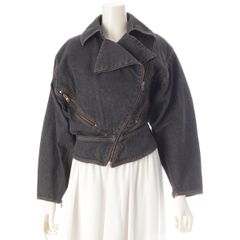 アライア 86AW ヴィンテージ コットン コルセット シェイプ デニムジャケット ブラック 38【中古】