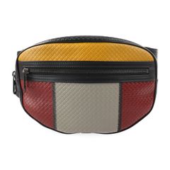 BOTTEGAVENETA ボッテガヴェネタ BELT BAG IN MICRO INTRECCIATO EMBOSSED ウエストバッグ 547889 カーフレザー ブラック マルチカラー マイクロ イントレチャート マイクロ イントレッチオ エンボスド