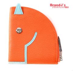 미사용 エルメス HERMES パドック 馬型 コインケース カードケース シェーブル ミニ財布 オレンジ系 35066