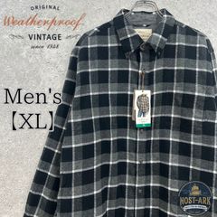 T407 Weatherproof デッドストック フランネル チェックシャツ フラノシャツ ブラック×グレー〔XL〕