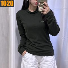 110 mont-bell DARK Khaki Mini Logo Embroidery Mock Neck Long Sleeve T-Shirt XXL