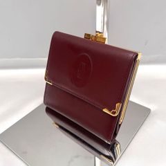 ◇極美品◇カルティエ　マストライン　がま口コンパクト財布　ボルドー×ゴールド