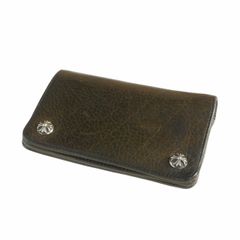 크롬 하트 CHROME HEARTS 1ZIP 1 Zip 크로스 버튼 가죽 지갑 이중 지갑 위장 위장 위장