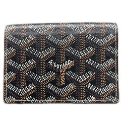 GOYARD 展示品級 美品 ゴヤール マルゼルブ 名刺入れ カードケース ヘリンボーン PVC レザー ブラック ブラウン 箱付属 プレゼント ギフト SAランク 中古 鑑定済 ゴヤール財布