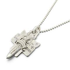 CHROME HEARTS 希少 クロムハーツ 3 TRINKETS 3トリンケッツ ボールチェーン ネックレス インボイス付属 クロス ダガー アンカー クロム ペンダントトップ Bランク 中古 鑑定済 クロムネックレス