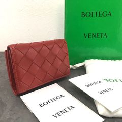 極美品 BOTTEGAVENETA 三つ折り財布 レッド ラムスキン 箱付き 59
