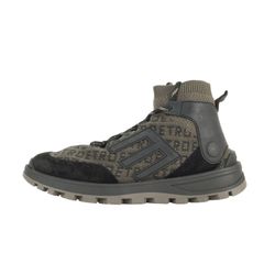 【美品】ETRO エトロ カーキ ブラック 43 ジャガードロゴ テックニット スニーカー SCARPA UOMO / UOMO RUNNING FONDO GOMMA イタリア製 ブランド シューズ 靴【メンズ】【中古】