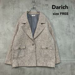Darich ダーリッチ Free ベージュ ミックス カラー ジャケット ツイード ジャケット テーラードジャケット オーバーサイズ ビッグシルエット シングル ボタン フラップポケット 羽織 上着 アウター トップス きれいめ 韓国ファッション ★ ◇■