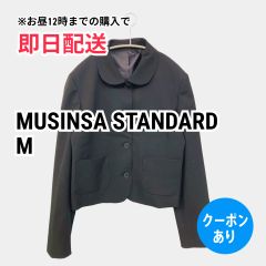 MUSINSA STANDARD シャツ/ブラウス M ブラック 無地 ミドル丈 長袖 レギュラーカラー レディース