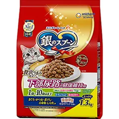 ユニ・チャーム 【セット販売】銀のスプーン ドライ 下部尿路の健康維持用 1歳～10歳頃まで まぐろ・かつお・煮干し・白 新着