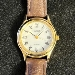 【稼動品】 CITIZEN JUNCTION シチズン Eco-drive エコドライブ E030-S93916 ソーラー 腕時計 ホワイト文字盤 ゴールド 動作確認済み
