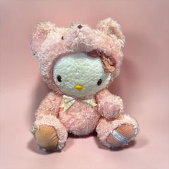 Sanrio 산리오 ハローキティ Hello Kitty テディベア クマ 着ぐるみ ぬいぐるみ 2002年製 平成 레트로 人形 キャラクターグッズ 紙タグ付き 経年劣化あり 当時物 コレクション Y8-1020