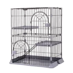 【送料無料】★新品★PETTOM 猫 ケージ キャットケージ 2/3段 猫ゲージ ワイド扉 多頭飼い 脱走防止 留守番 保護 脱走防