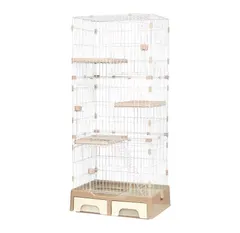 【激安】★新品★N&S猫 ケージ キャットケージ トイレ収納型 2段 3段 キャスター付き トイレ付 収納ボックス付き キャット