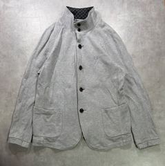 FRED PERRY フレッドペリー 鹿の子 ニットジャケット スタンドカラーカーディガン ブルゾン アウター メンズ JP M グレー 衿裏チェック柄 月桂樹 ロゴ刺繍 F2330 綿100% 春秋