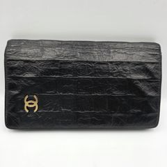 シャネル アイコン ココマーク 型押し 長財布 ブラック ヴィンテージ リカラー品