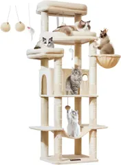 特別価格　キャットタワー 高さ 180cm 大型猫用 多頭飼い 特大 3 Taoqimiao 段展望台 据え置き型 省ス 新着
