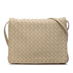 ボッテガヴェネタ イントレチャート 斜め掛け ショルダーバッグ ベージュ レザー レディース BOTTEGAVENETA【1-0292238】