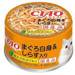 【即納】チャオ ホワイティ 缶 まぐろ白身＆しらす入り 85g×24缶 