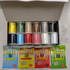 【即納】ミシン糸１２色セット×針4点セット×家庭用ボビン4つ