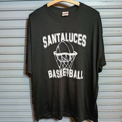hanes 半袖 カレッジ風 スポーツTシャツ 黒 3XL 3L 4L バックプリント サンタルーチェス 高校 バスケ レギュラー古着 アメカジ 2859