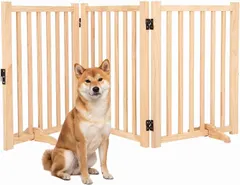 ペットゲート 3点セット 高さ90cm 長さ152cm 木製 天然パイン材 犬用 置くだけ 折りたたみ 移動しやすい 送料無料