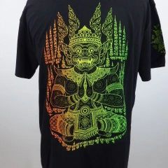 タイのサクヤンTシャツ　ヤントラ　呪符 ヤック　夜叉　両面プリント　黒⑥