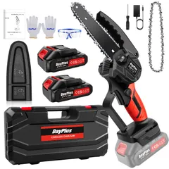 Dayplus 充電式チェーンソー コードレス 6インチ 21V/互換マキタ18Vバッテリー2枚搭載 ハンドヘルド 電動 新着
