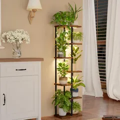 【期間限定】★新品★Bamworld フラワースタンド 植物育成ライト付き プランタースタンド 7段花台 観葉植物台 おしゃれ 植物
