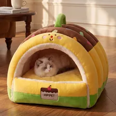 【激安】1 / 6 猫ハウス 冬用 あったか 猫ベッド ボア素材 厚手 防寒 保温 半密閉型 ふわふわ ペットクッション 子猫用