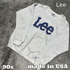 ⭐︎ USED USA古着 90s USA製 Lee デニム風 ビッグロゴ スウェット L グレー 杢 ビッグシルエット トレーナー リー アメカジ ボロ 페이드 그런 지 빈티지 레어 올드 오버사이즈 남성 유니섹스 스트리트