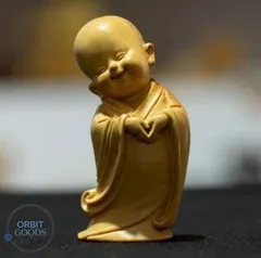 中古 人気新品★崖柏木彫り立ち小坊主3枚 即納