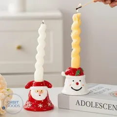 中古 クリスマス キャンドルホルダー キャンドルスタンド セラミック 雪だるま サンタクロース サンタさん サンタ さんた イ 即納